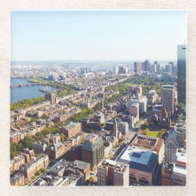 Dessous-de-verre En Verre Vue aérienne de Boston (Devant)