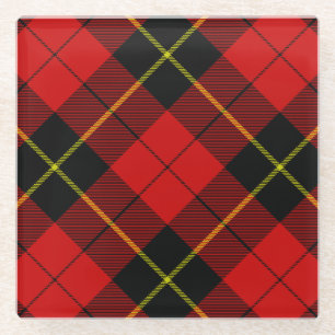 Dessous-de-verre En Verre Wallace tartan rouge noir plaid