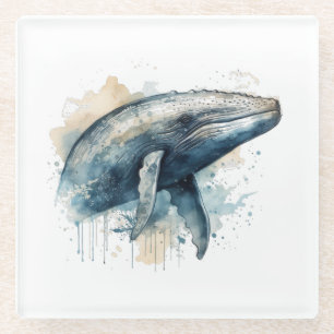 Dessous-de-verre En Verre Watercolor Whale Wonder