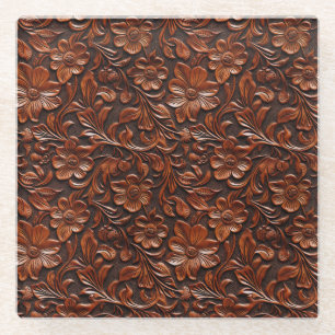 Dessous-de-verre En Verre Western Cowgirl Brown Floral