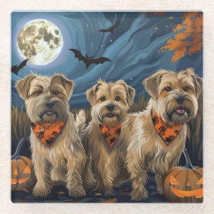 Dessous-de-verre En Verre Wheaten Terrier Halloween Éffrayant