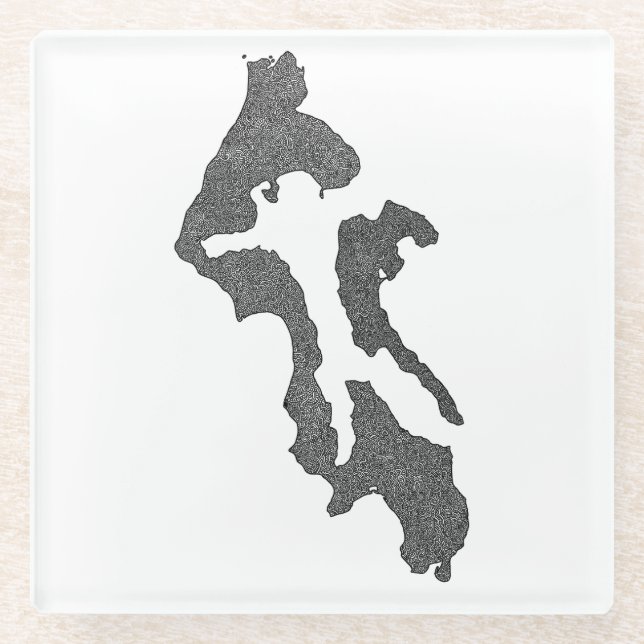 Dessous-de-verre En Verre Whidbey Island Island County Map Design (Devant)