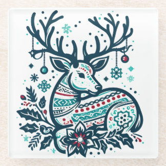 Dessous-de-verre En Verre Whimsical Christmas Deer Vector Clipart - Festive