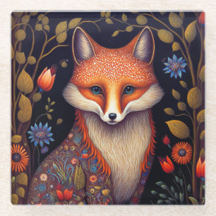 Dessous-de-verre En Verre Whimsical Fox Woodland Imaginaire Art