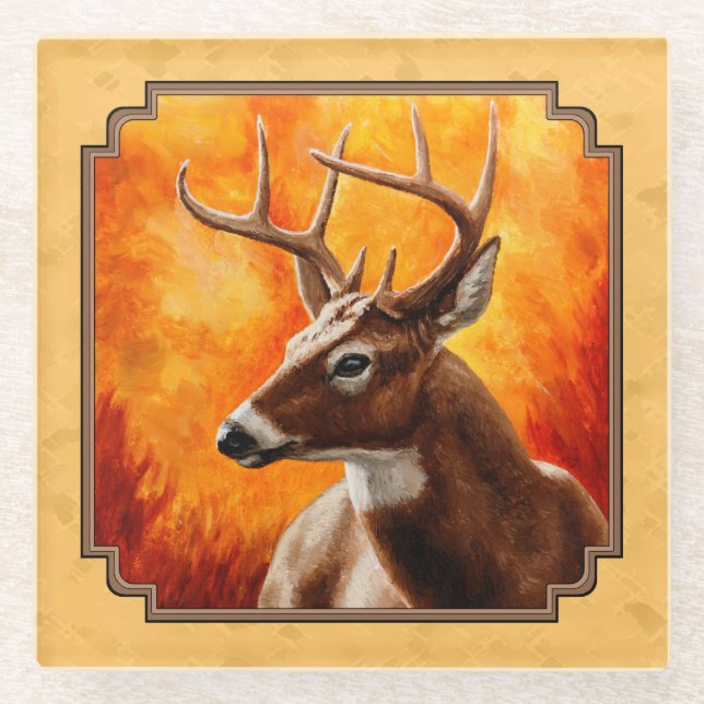 Dessous-de-verre En Verre Whitetail Deer Autumn (Devant)