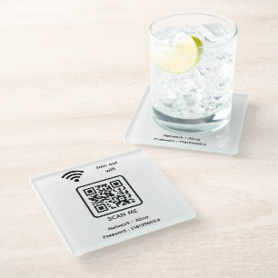 Dessous-de-verre En Verre WiFi QR Code Scan Me Rejoignez Notre Hôtel Wifi Mo