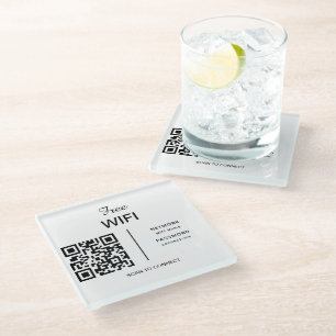 Dessous-de-verre En Verre Wifi Réseau QR Code Scan pour connecter Hôtel mode