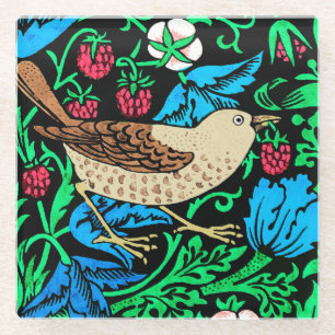 Dessous-de-verre En Verre William Morris Bird & Flower Tile, sur noir