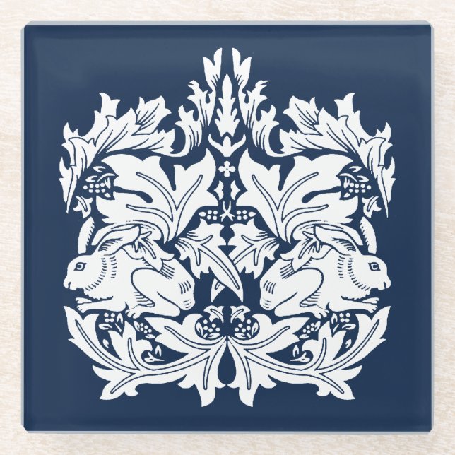 Dessous-de-verre En Verre William Morris Brer Motif de lapin (Devant)