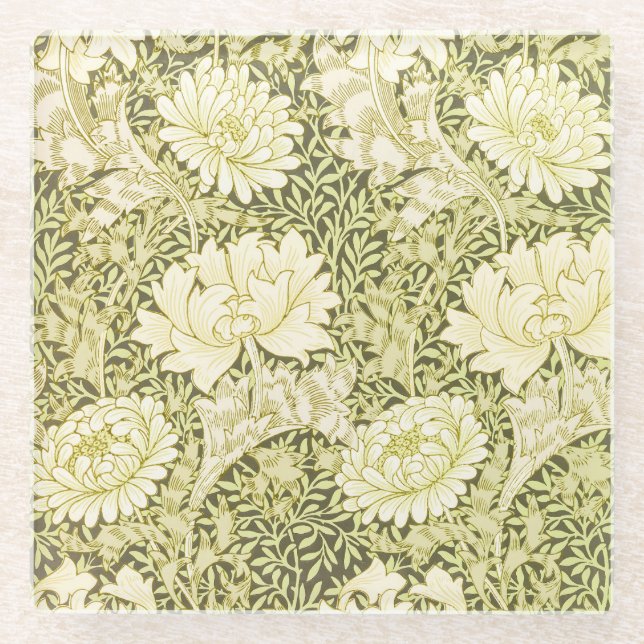 Dessous-de-verre En Verre William Morris Chrysanthemum Motif floral (Devant)