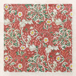 Dessous-de-verre En Verre William Morris Fleur d'antiquité aux algues Vert r