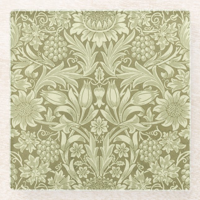 Dessous-de-verre En Verre William Morris Fleur verte tournesol (Devant)
