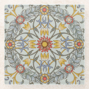 Dessous-de-verre En Verre William Morris Floral Circle Flower Illustration