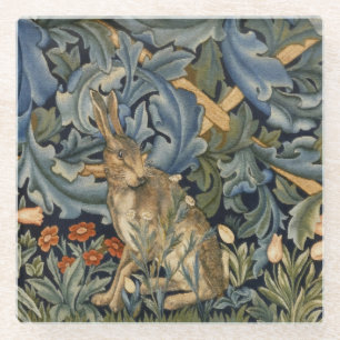 Dessous-de-verre En Verre William Morris Forest Rabbit Floral Art Nouveau