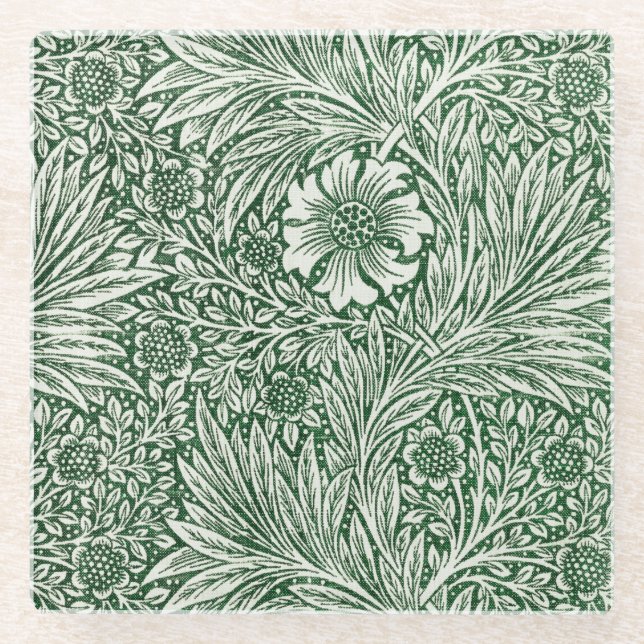 Dessous-de-verre En Verre william morris marigold fleurs vertes (Devant)