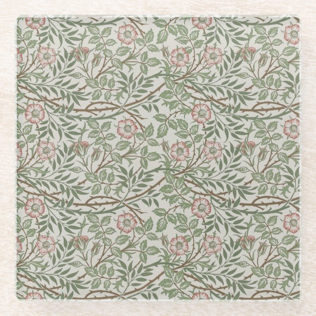 Dessous-de-verre En Verre William Morris Sweetbrie Floral Art Nouveau (Devant)