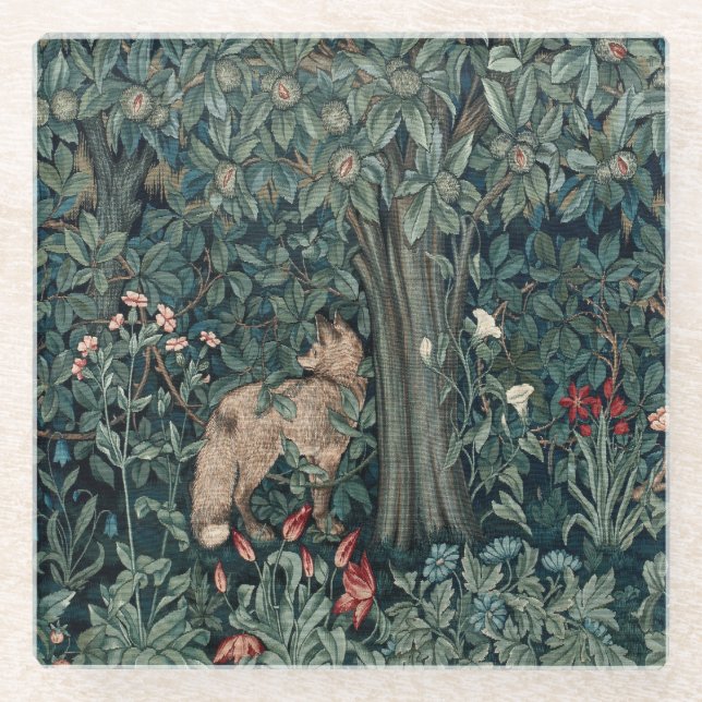 Dessous-de-verre En Verre William Morris Woodland Tapestry Fox (Devant)