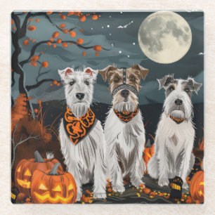 Dessous-de-verre En Verre Wirefox Terrier Halloween Éffrayant