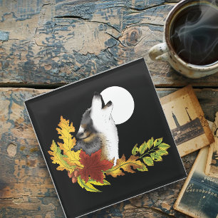 Dessous-de-verre En Verre Wolf Howling Moon
