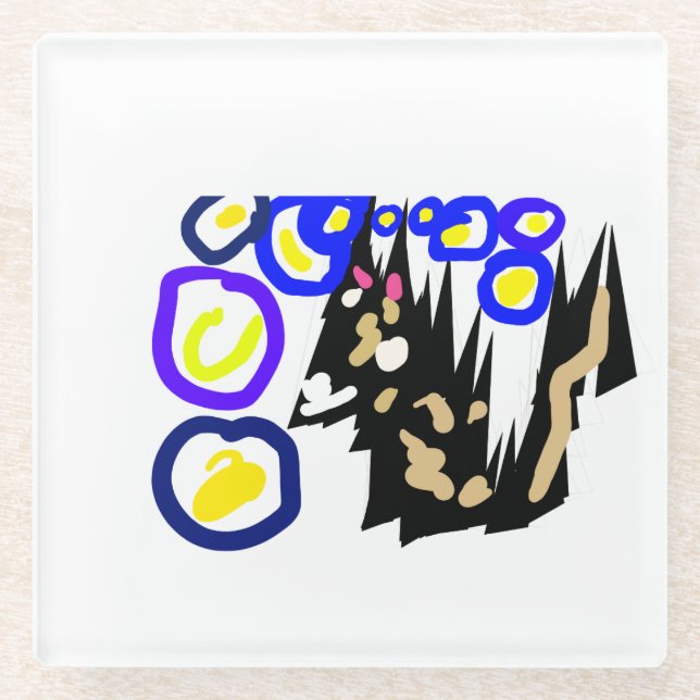 Dessous-de-verre En Verre Wolf latte Halloween fun (Devant)