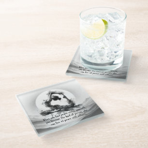 Dessous-de-verre En Verre Yoga Reiki à une jambe King Pigeon Pose Aquarelle