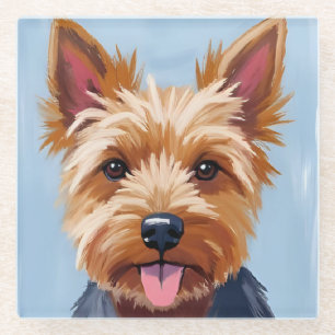 Dessous-de-verre En Verre Yorkshire Terrier Peinture de portrait de chien