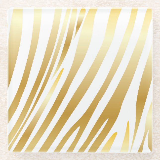 Dessous-de-verre En Verre Zebra Stripes Motif Or Design tendance (Devant)