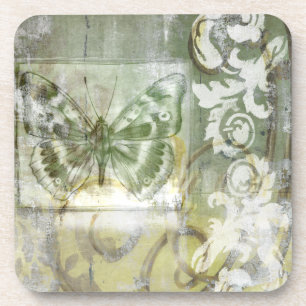Dessous-de-verre Encart vert de papillon avec la porte de