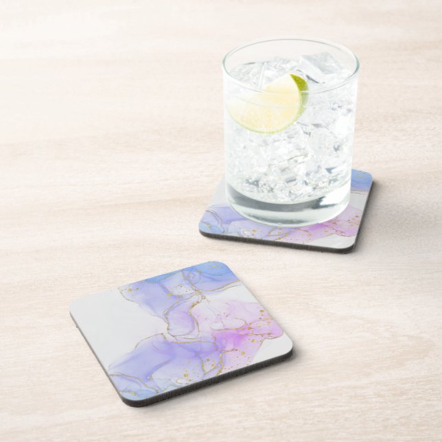 Dessous-de-verre Encre d'alcool rose, pourpre et bleu (Côté Droit)