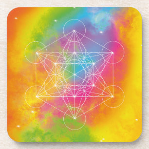 Dessous-de-verre Énergie Arc-en-Ciel – Géométrie Sacrée du Cube de