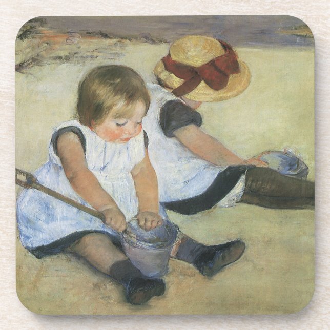 Dessous-de-verre Enfants jouant sur la plage par Mary Cassatt (Devant)