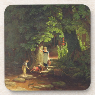 Dessous-de-verre Enfants par un ruisseau, c.1822 (huile sur le