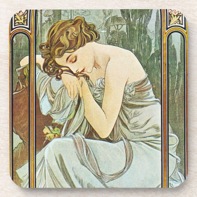 Dessous-de-verre Ensemble d'Alphonse Mucha Repos de la Nuit Coaster (Devant)
