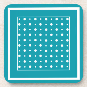 Dessous-de-verre Ensemble de Dessous de verre, Pois, Blanc sur Turq