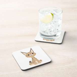 Dessous-de-verre Ensemble de sous-verres dessin animé mignon lynx