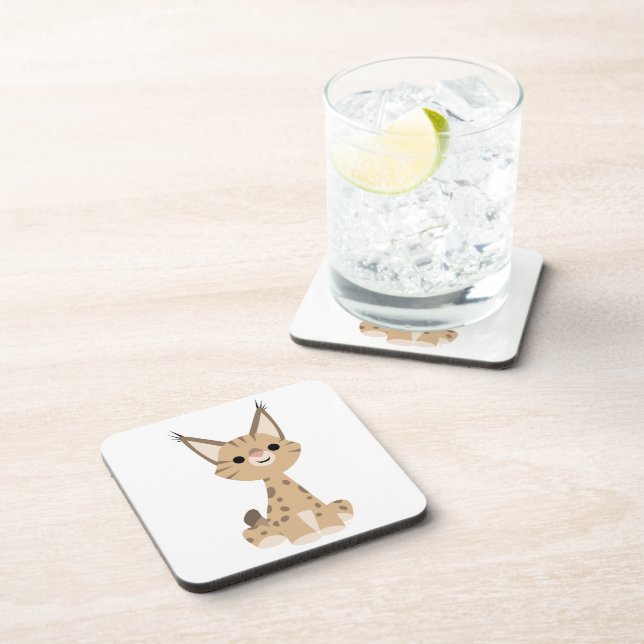 Dessous-de-verre Ensemble de sous-verres dessin animé mignon lynx (Côté Droit)
