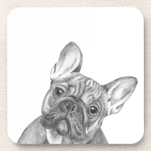 Dessous-de-verre Ensemble mignon de bouledogue français de 6 (Devant)
