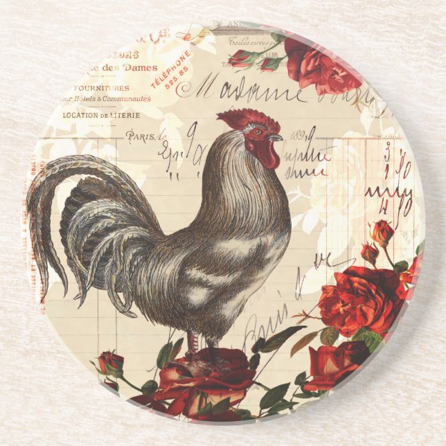 Dessous de verre Epehemera Rooster vintage (Devant)
