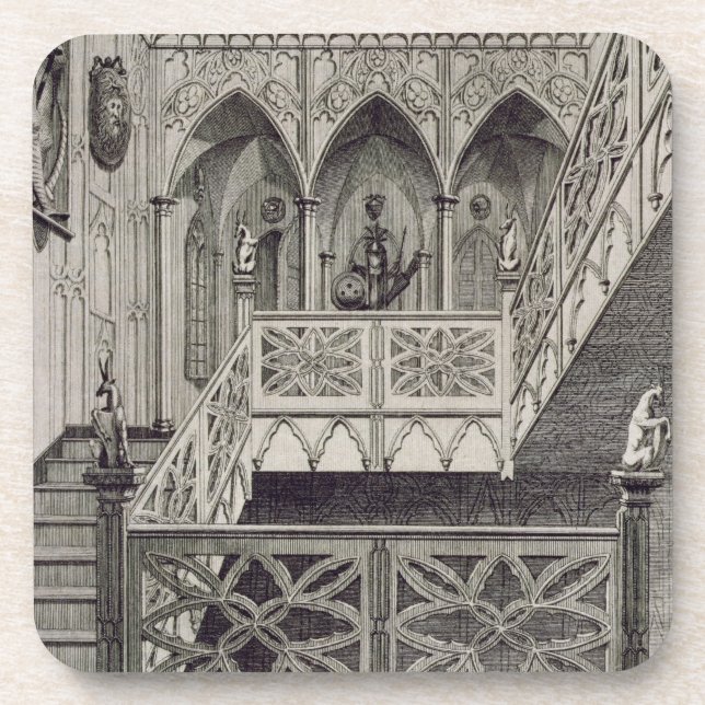 Dessous-de-verre Escalier à la colline de fraise, gravée par J. (Devant)
