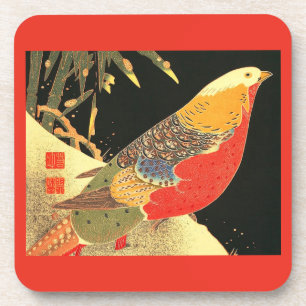 Dessous-de-verre estampe d'oiseau Meiji