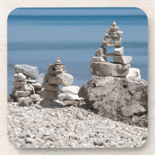 Dessous-de-verre États-Unis, Michigan. Tours En Pierre Sur La Plage