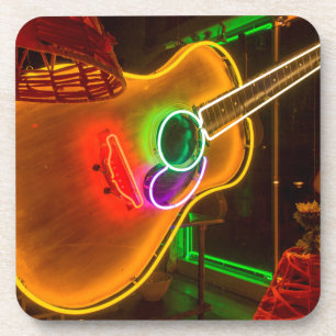 Dessous-de-verre États-Unis, Texas, Austin. Guitare néon au chantag