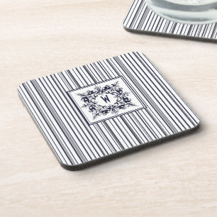 Dessous-de-verre Étiquette Vintage et monogramme de la bande bleue 