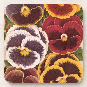 Dessous-de-verre Étiquettes de paquets de graines vintage, fleurs d