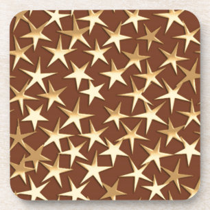 Dessous-de-verre Étoiles dorées sur fond marron chocolat