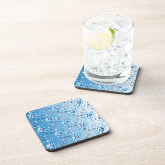 Dessous-de-verre Étoiles et flocons de neige bleu et blanc complexe (Côté Droit)