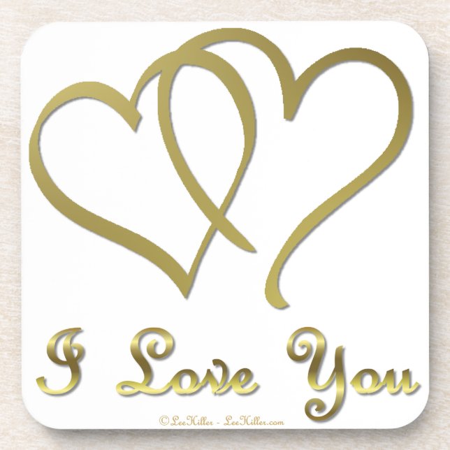 Dessous-de-verre Eventré Gold Hearts i Love You (Devant)