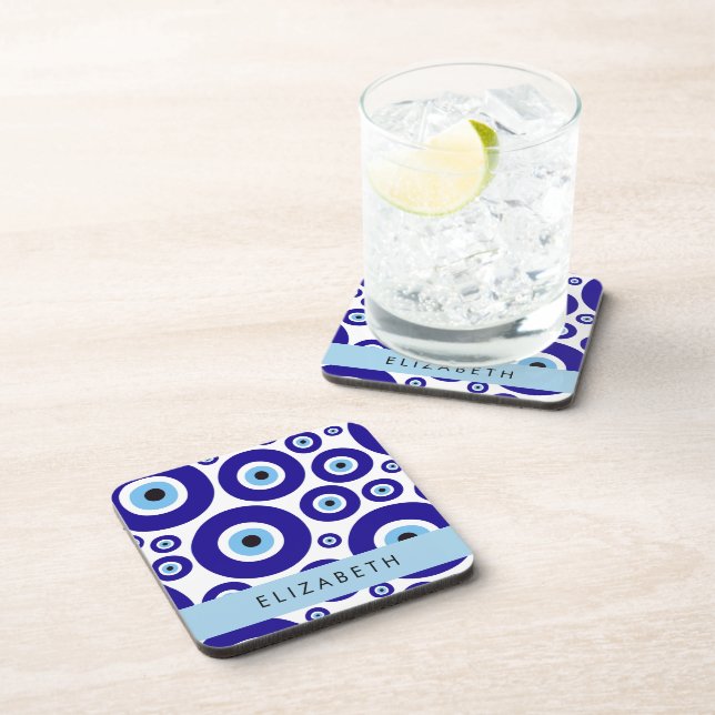 Dessous-de-verre Evil Eye, Greek Eye, Turkish Eye, Mati, Your Name (Côté Droit)