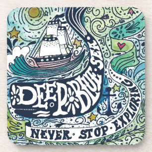 Dessous-de-verre Explorer bleu profond d'arrêt de la mer Never