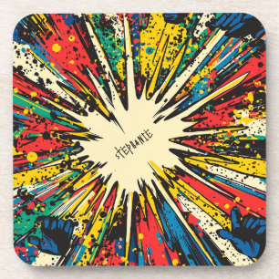 Dessous-de-verre Explosion d'art pop de style comique (2)